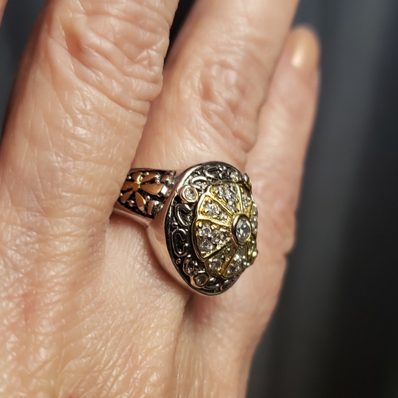 Gold and silver with Swarovski crystal ring - Picture 4 of 6